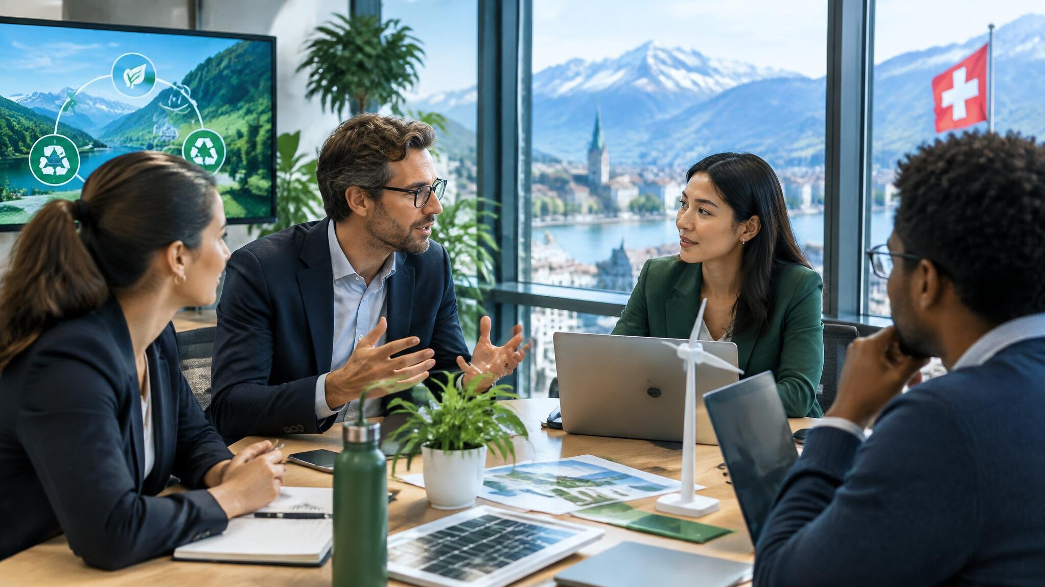 team meeting in swiss office